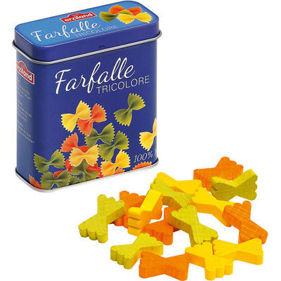 Kitchen Play Food - Wooden PASTA BOWTIES, in a TIN, 15 pieces!