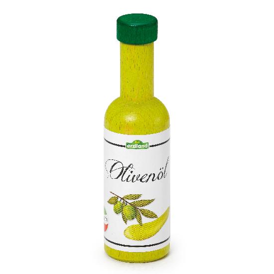 Kitchen Play Food - Wooden OILIVE OIL, in a wooden bottle.