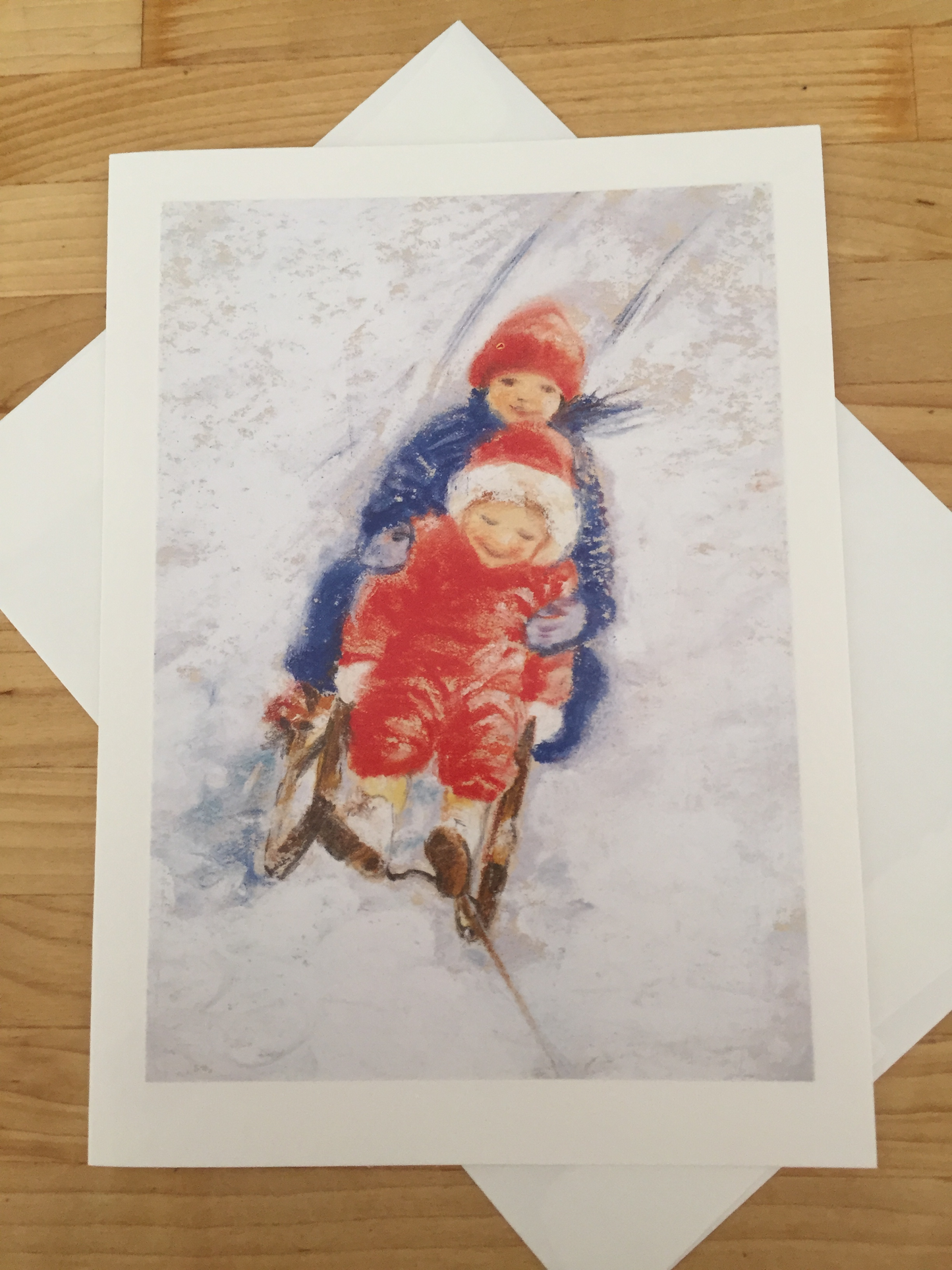 Cartes de voeux/Hiver - SLEDDING FUN le