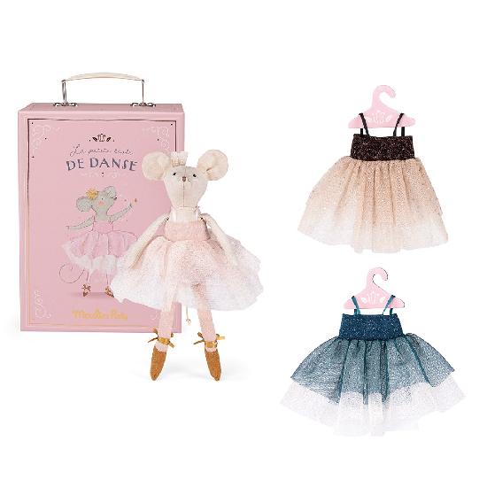 Soft Doll - RAG MOUSE DOLL, with TUTUS and WARDROBE SUITCASE!