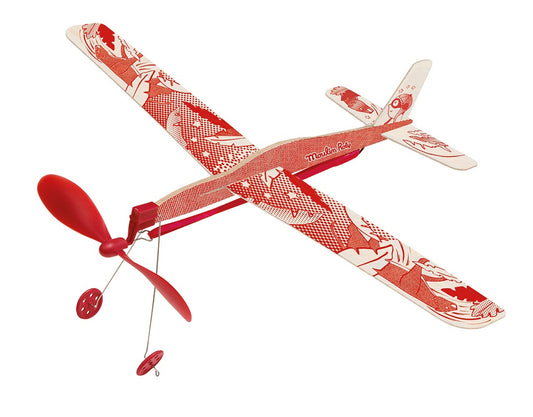 Activity Toy - BalsaWood AIRPLANE GLIDERS, 2 colour choices, with Propeller!
