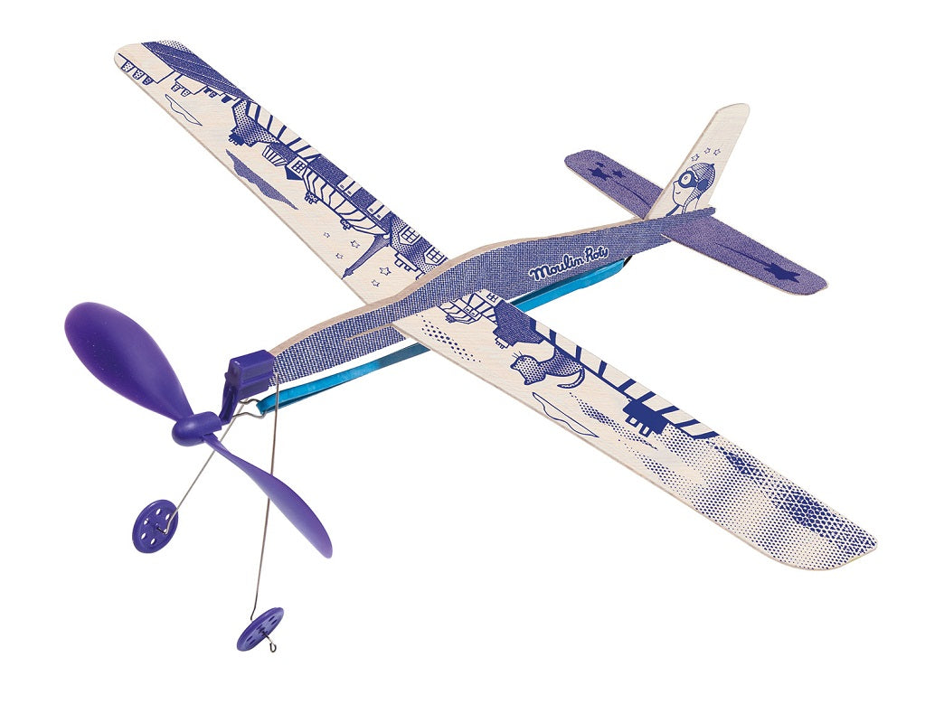Activity Toy - BalsaWood AIRPLANE GLIDERS, 2 colour choices, with Propeller!