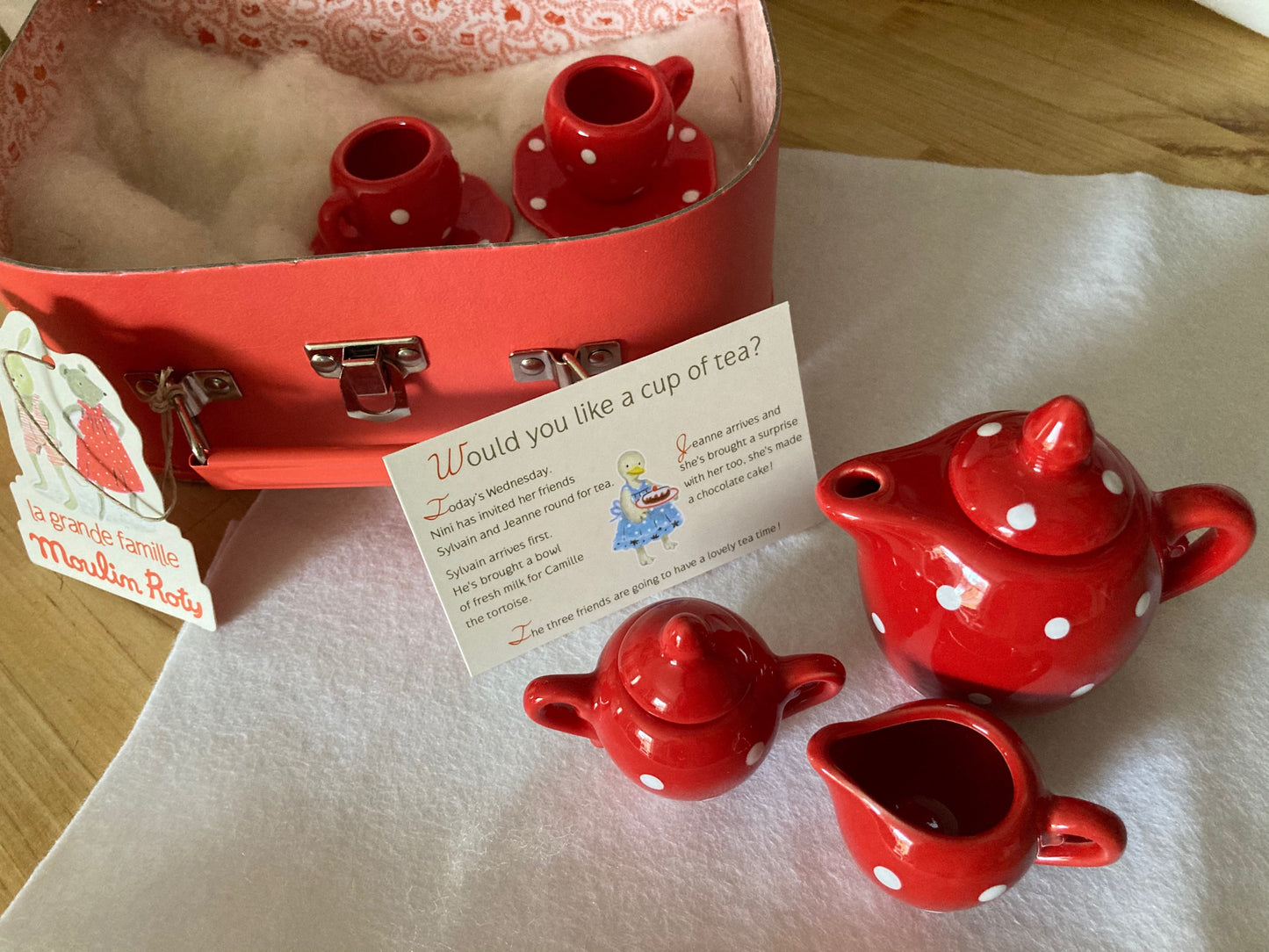 Keeping House - RED CERAMIC TEA SERVICE for TWO