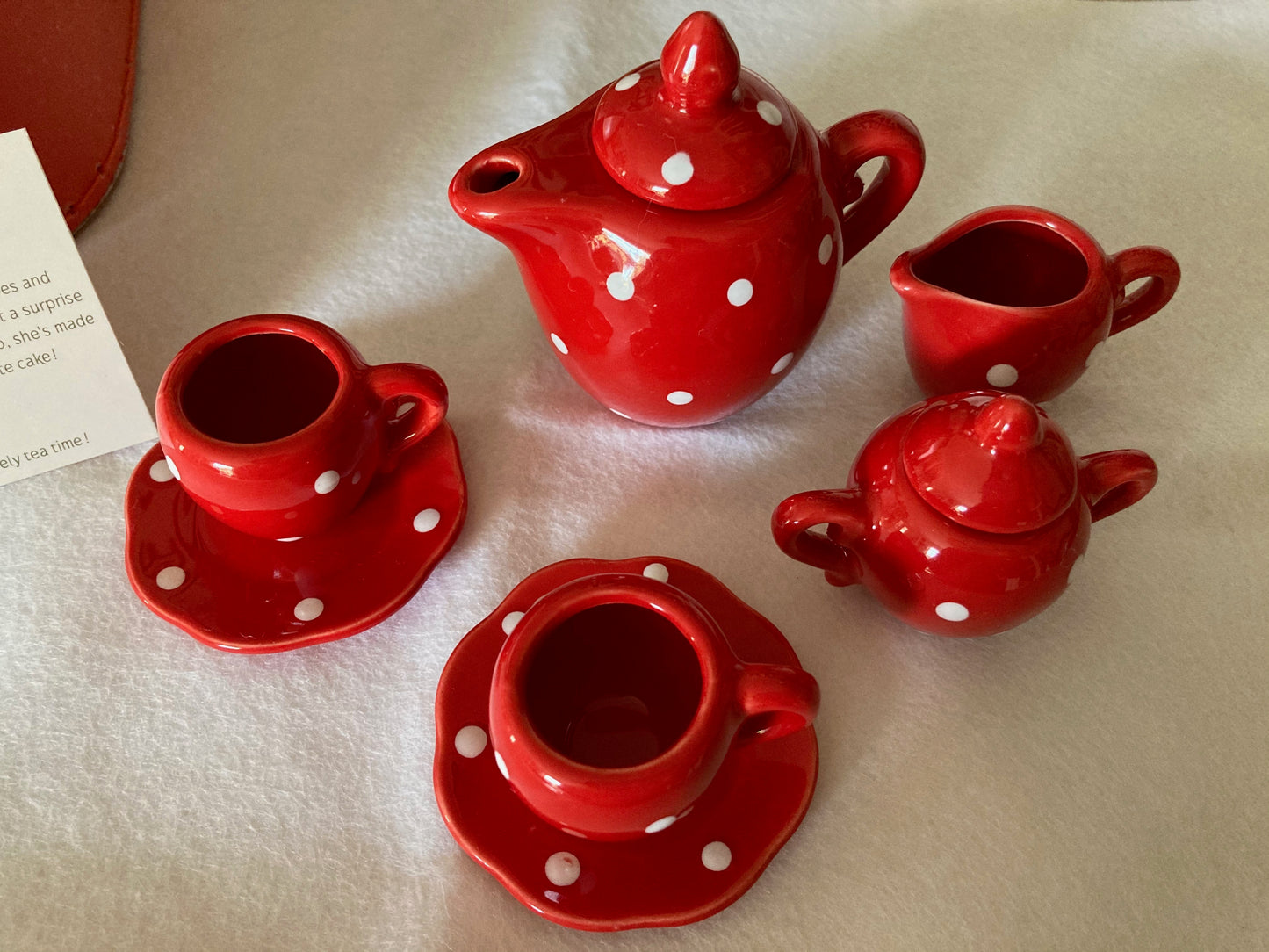 Keeping House - RED CERAMIC TEA SERVICE for TWO