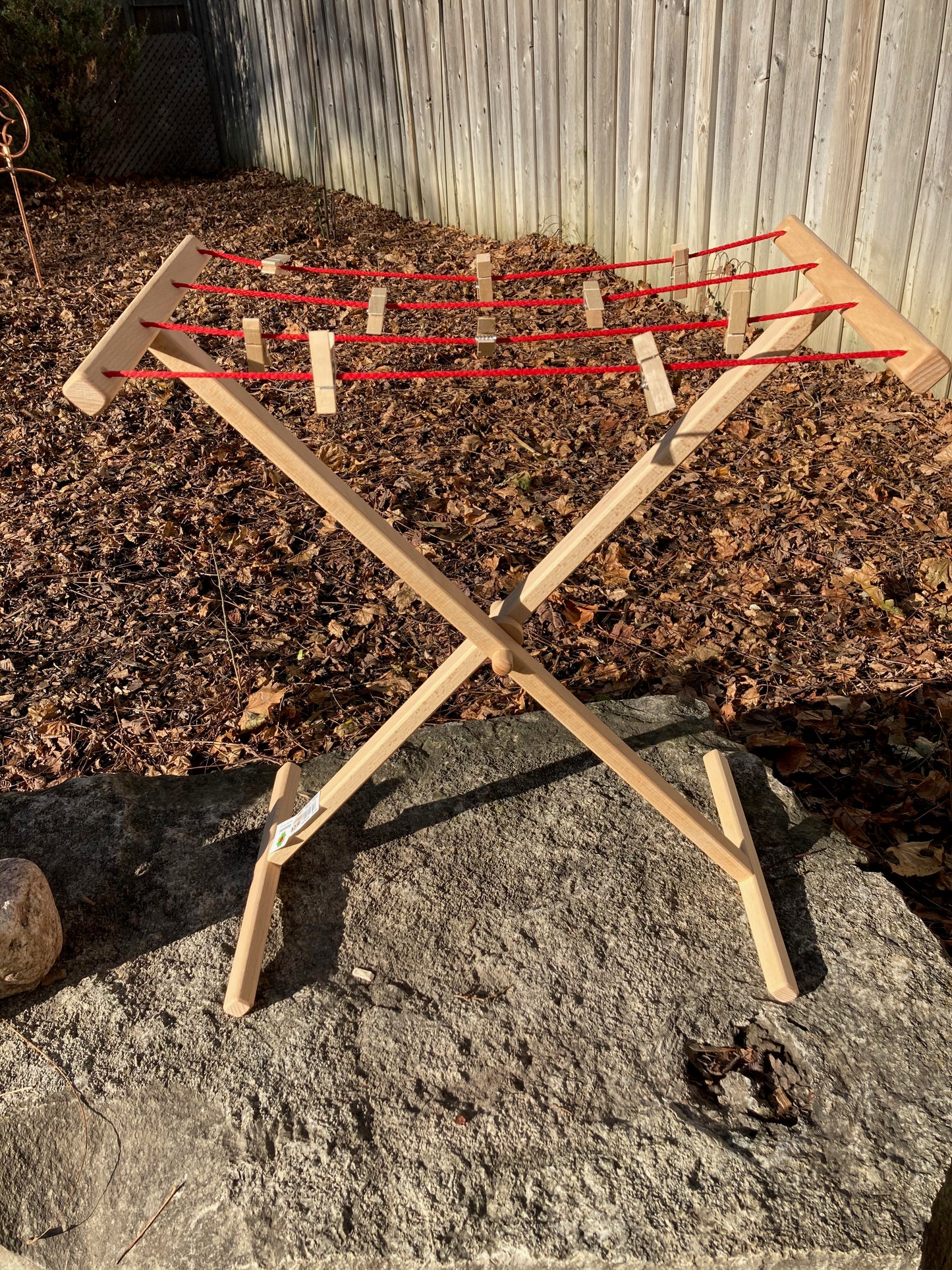 Child's Wooden DRYING RACK with 10 wooden CLOTHESPINS