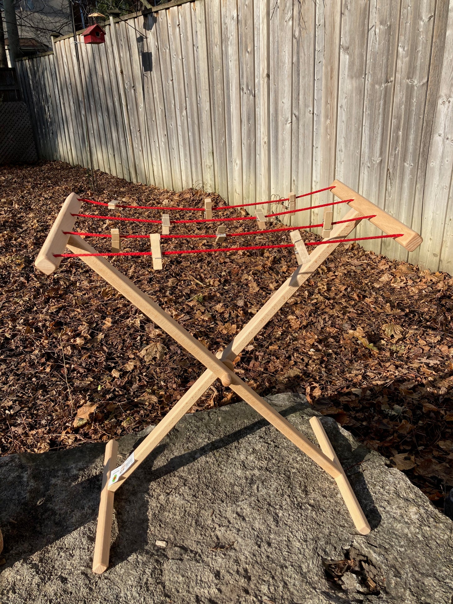 Child's Wooden DRYING RACK with 10 wooden CLOTHESPINS