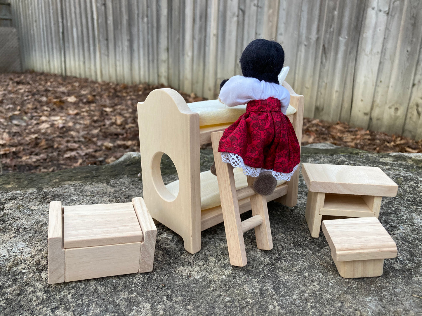 Wooden Dollhouse Furniture - CHILDREN'S BEDROOM, with Bunk Beds!