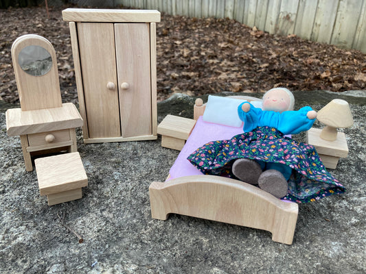 Wooden Dollhouse Furniture - BEDROOM