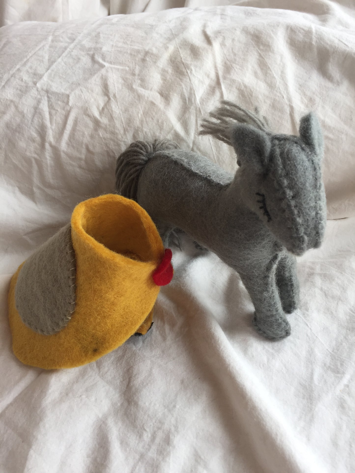 Dollhouse Soft Toy - FELTED KNIGHT IN ARMOUR ON GREY HORSE
