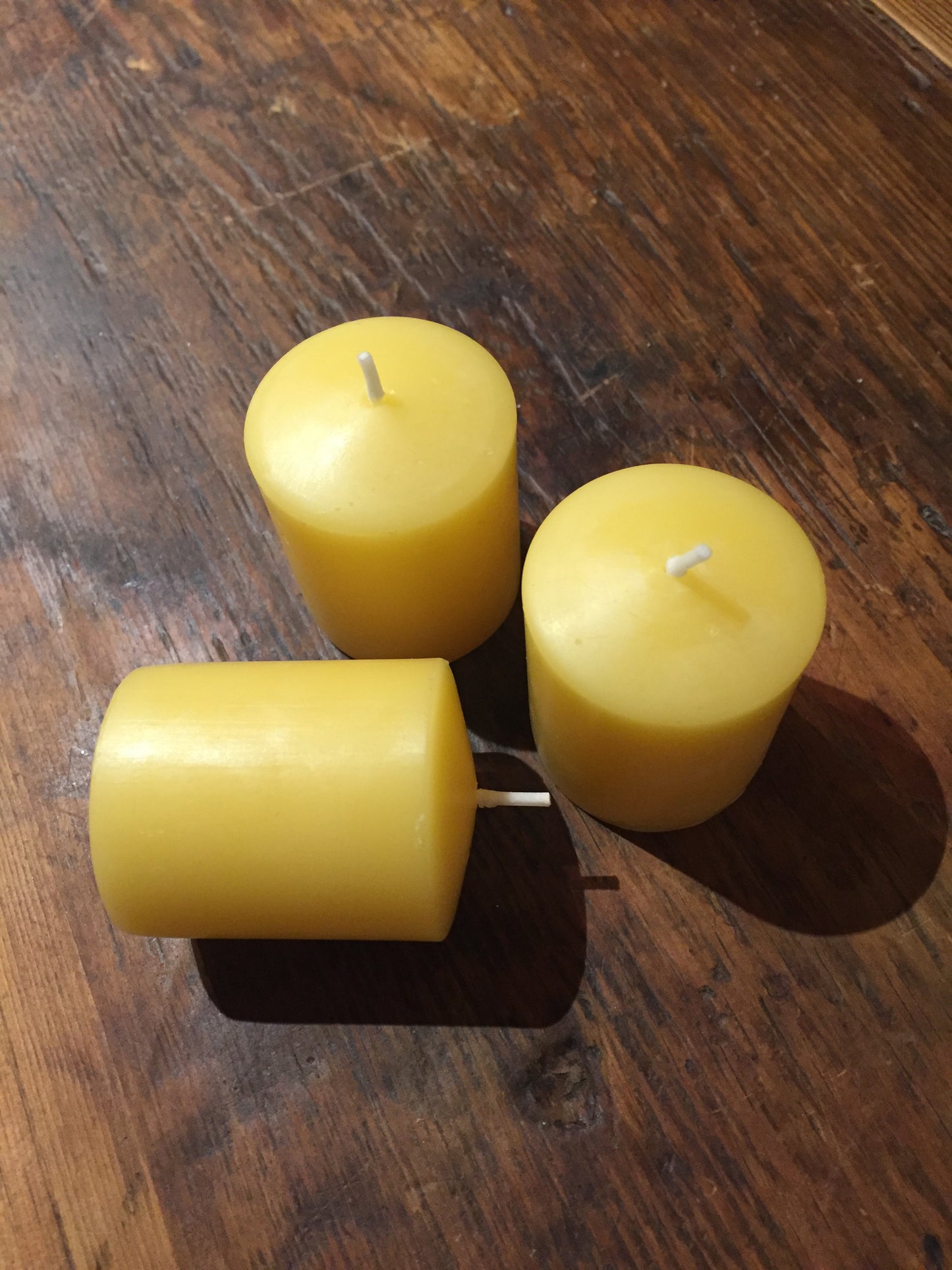 Beeswax Candles - 3 VOTIVE PILLAR CANDLES