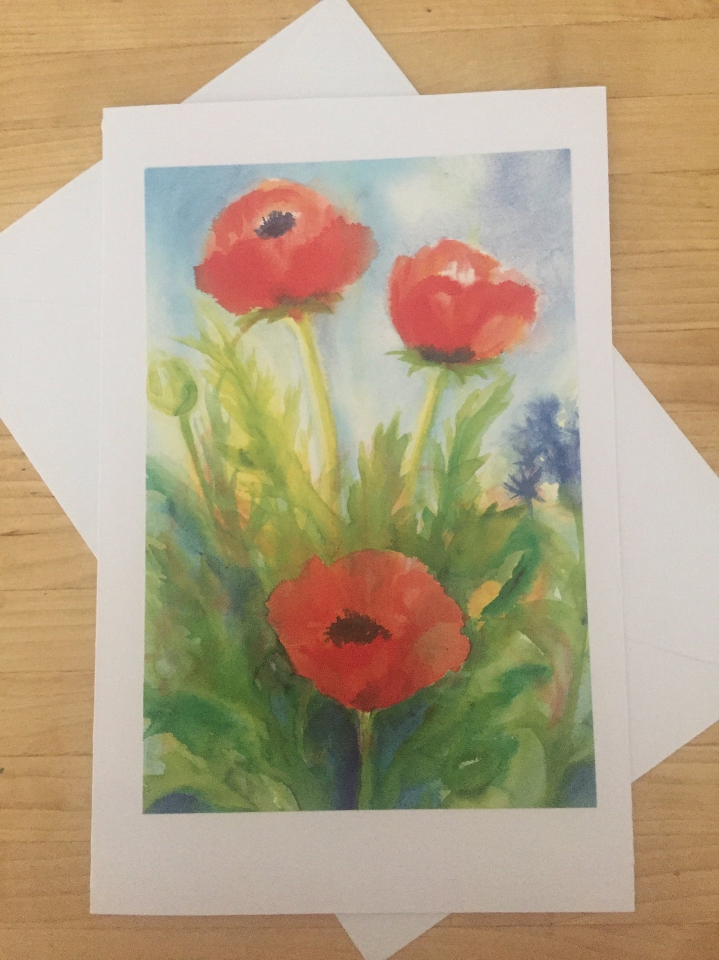 Greeting Cards/ Spring - RED POPPIES, large size.