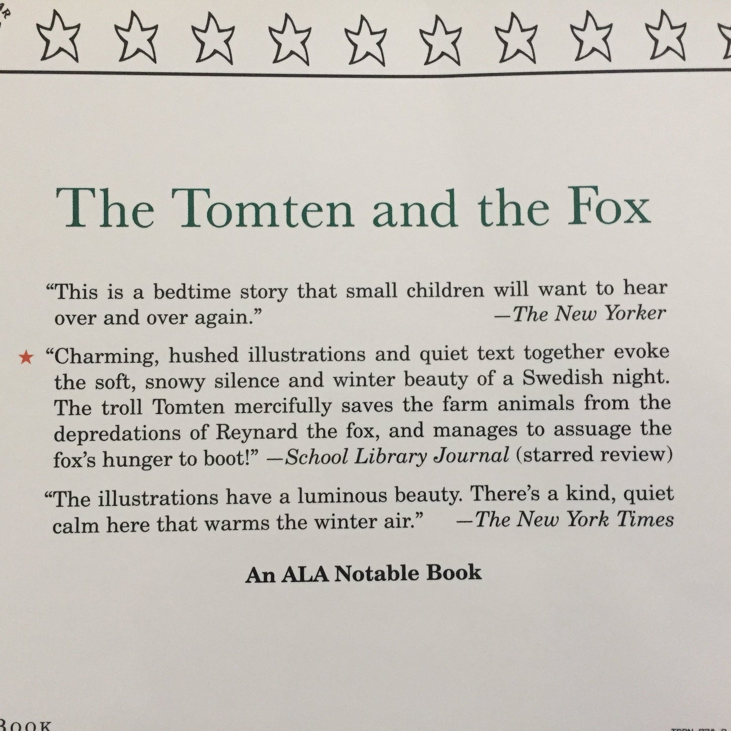 Children's Picture Book - THE TOMTEN, or THE TOMTEN AND THE FOX (Softcover)