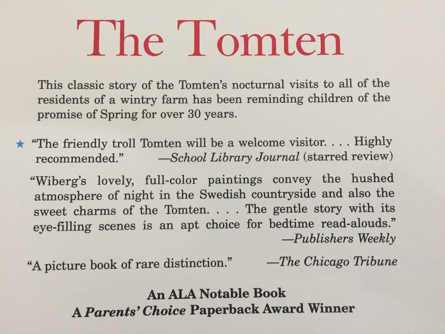 Children's Picture Book - THE TOMTEN, or THE TOMTEN AND THE FOX (Softcover)