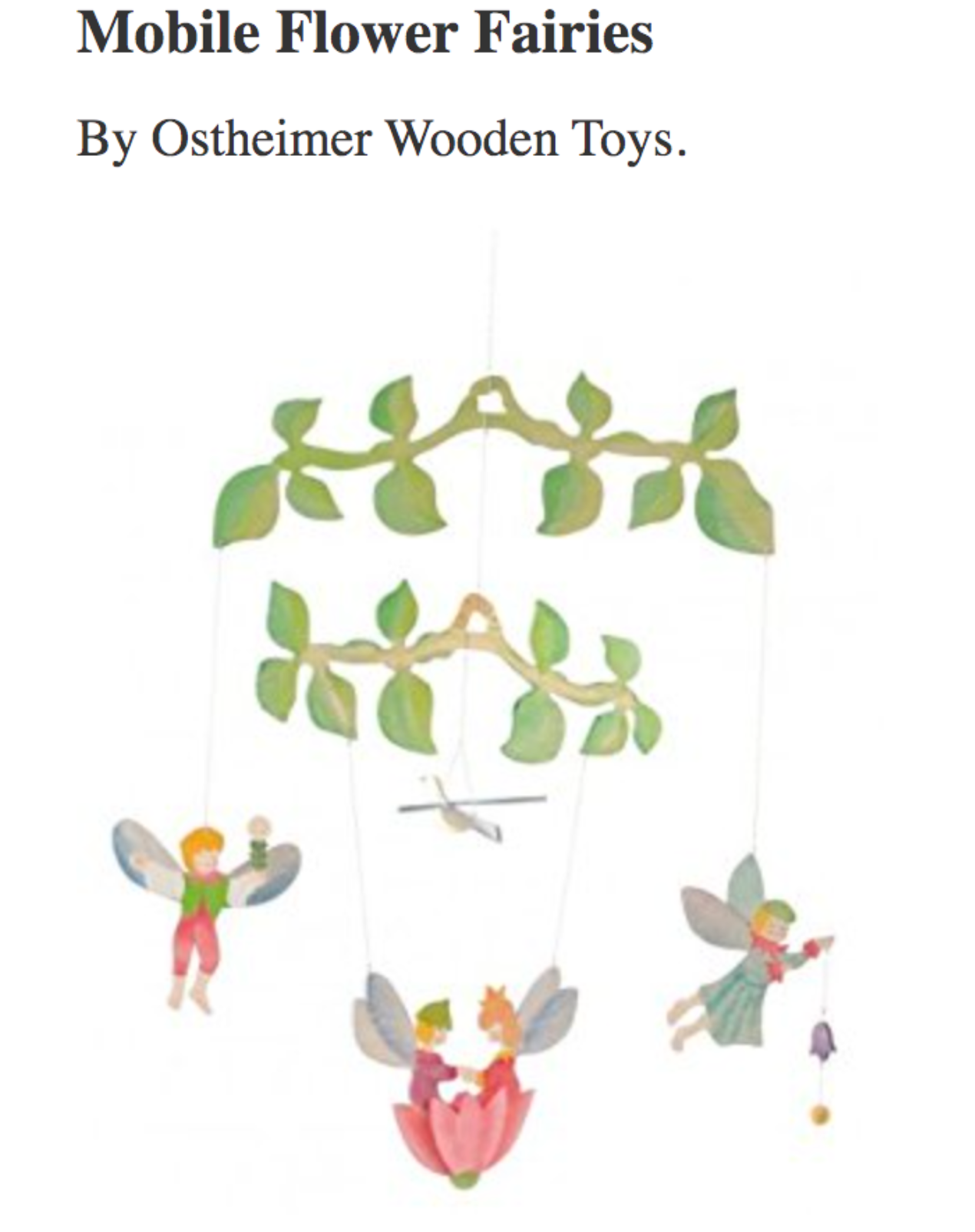 Wooden Mobile for Baby's Room - FLOWER FAIRIES