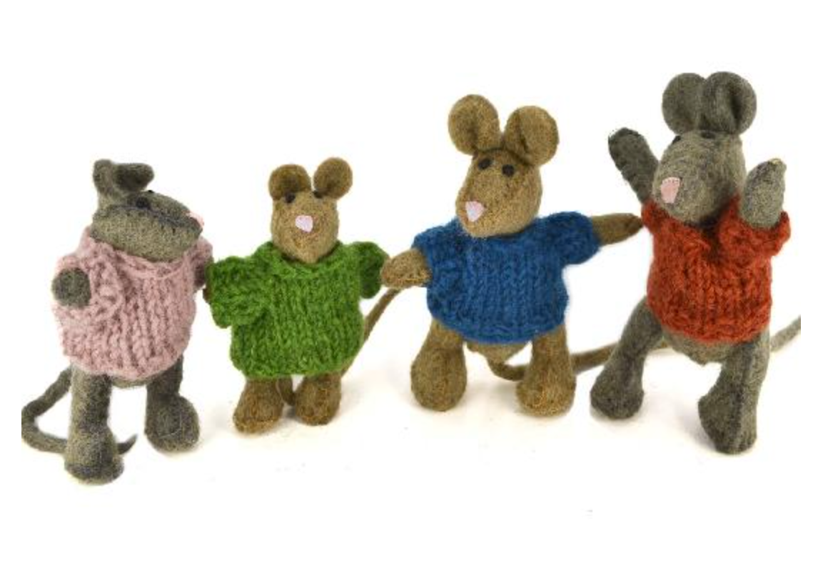 Dollhouse Play - Wool Felted MOUSE FAMILY