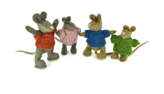 Dollhouse Play - Wool Felted MOUSE FAMILY