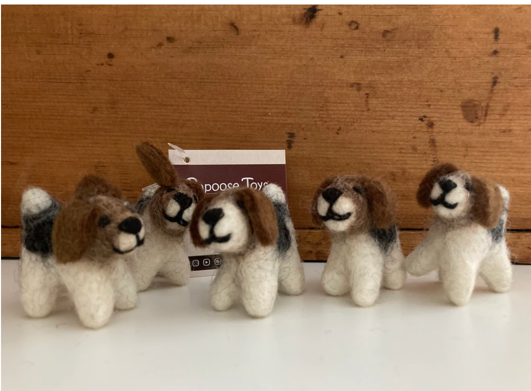 Dollhouse Soft Toy - Felted BEAGLE PUPPY DOG