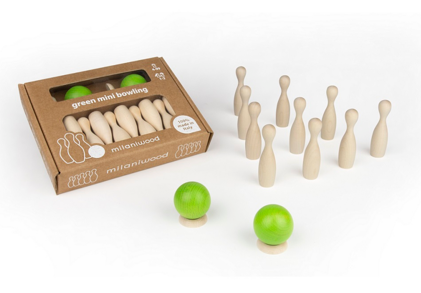 Wooden Family Game Set - BOWLING for INSIDE...mini-size!