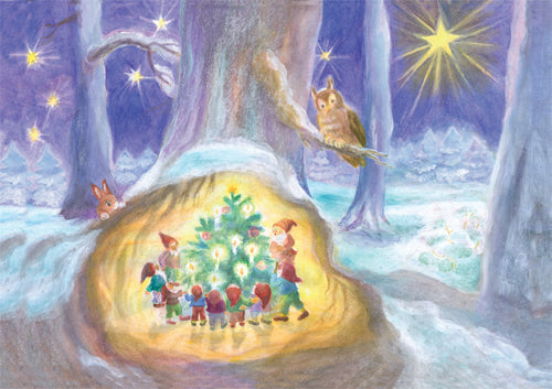Advent Calendar Greeting Card - GNOMES AROUND THE CHRISTMAS TREE