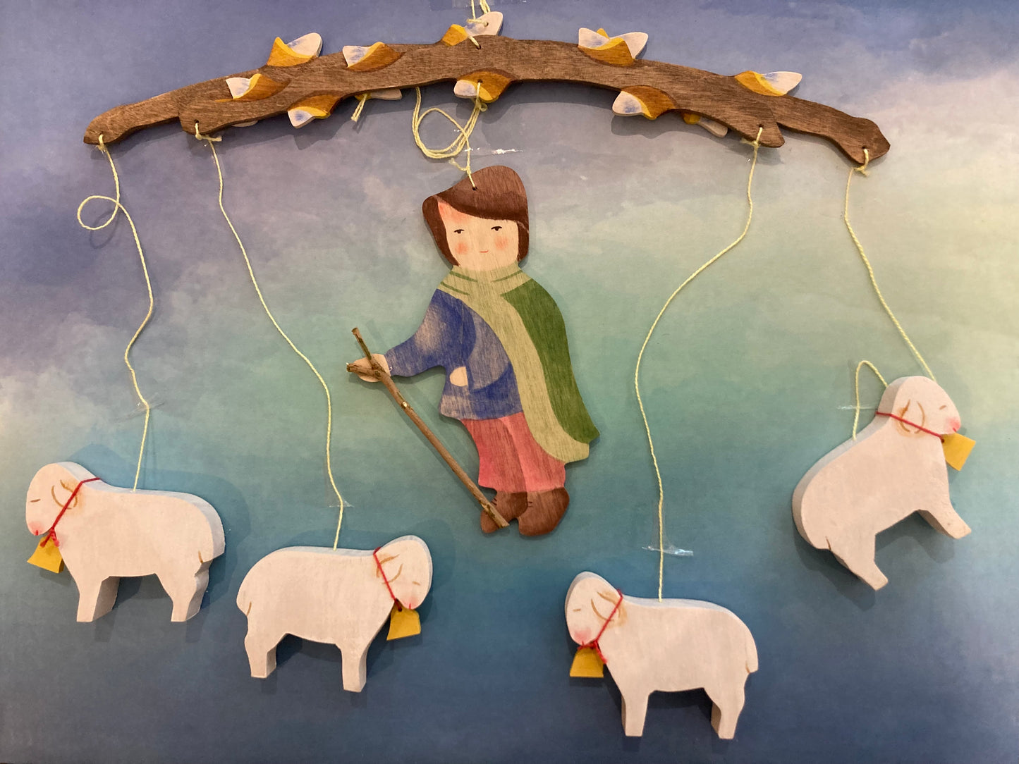 Wooden Mobile for Baby's Room - SHEPHERD BOY AND SHEEP