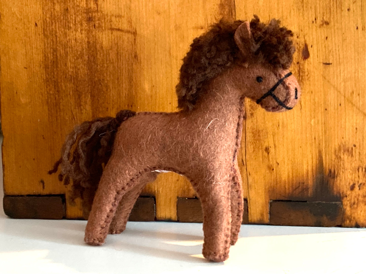 Dollhouse Soft Toy - FELT BROWN HORSE