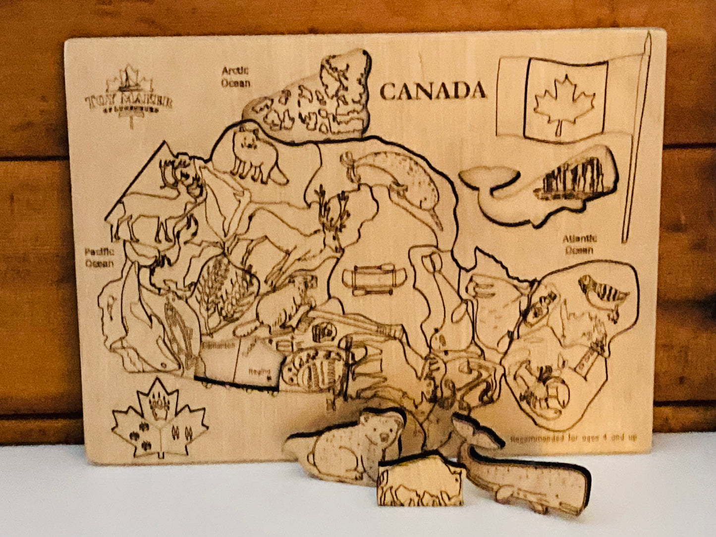 Educational Wooden Puzzle - MAP OF CANADA… and WILDLIFE!