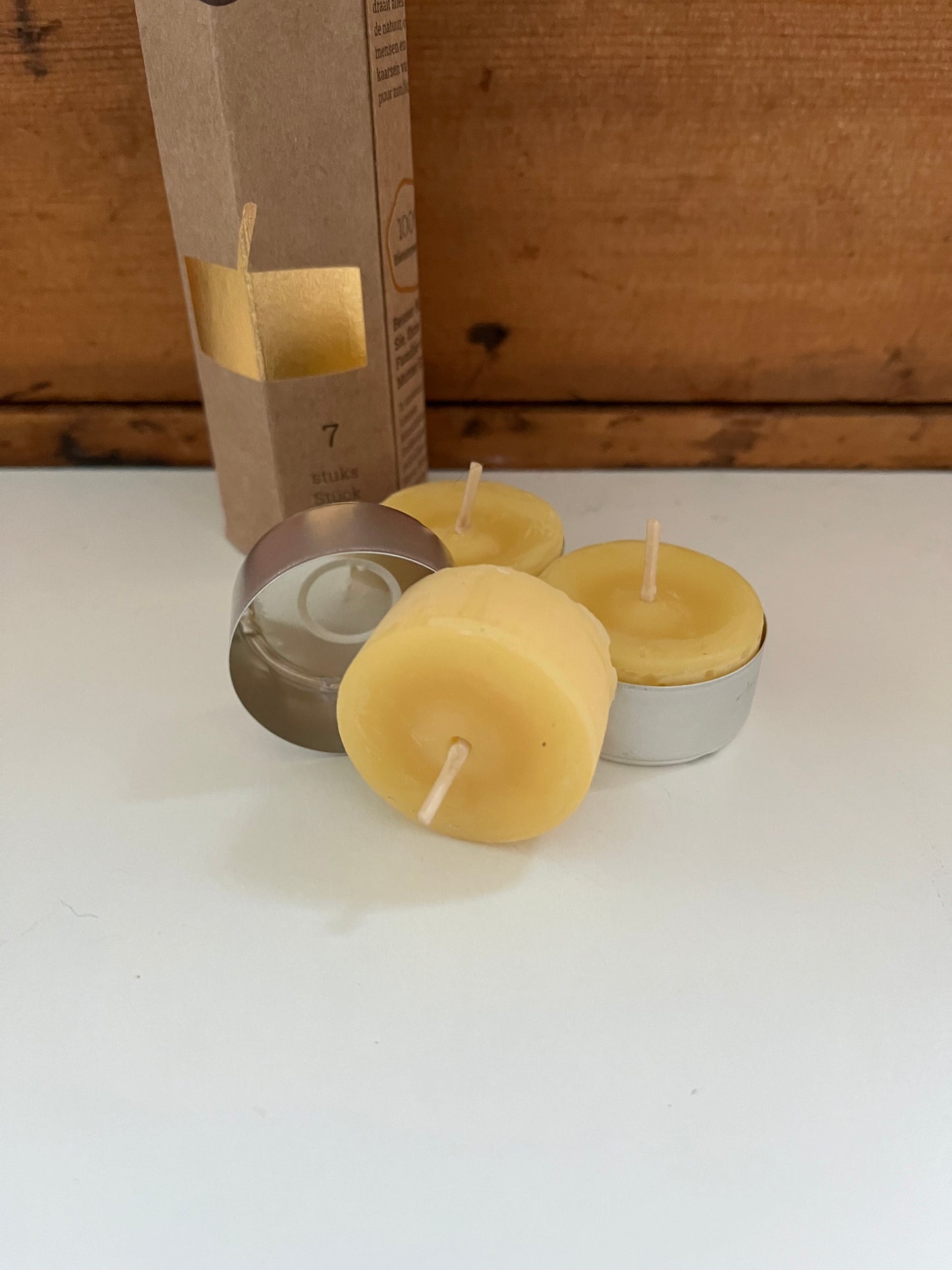 Beeswax Candles - TEA LIGHTS (in metal tin cups), package of 7!