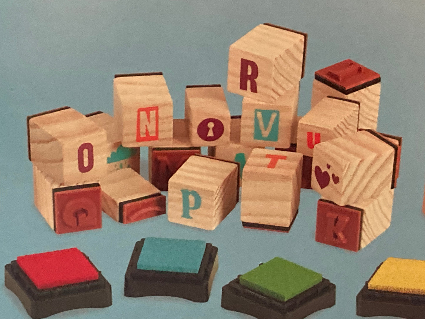 Educational Learning LETTERS AND NUMBERS STAMP SET, in wood - 76 stamps!