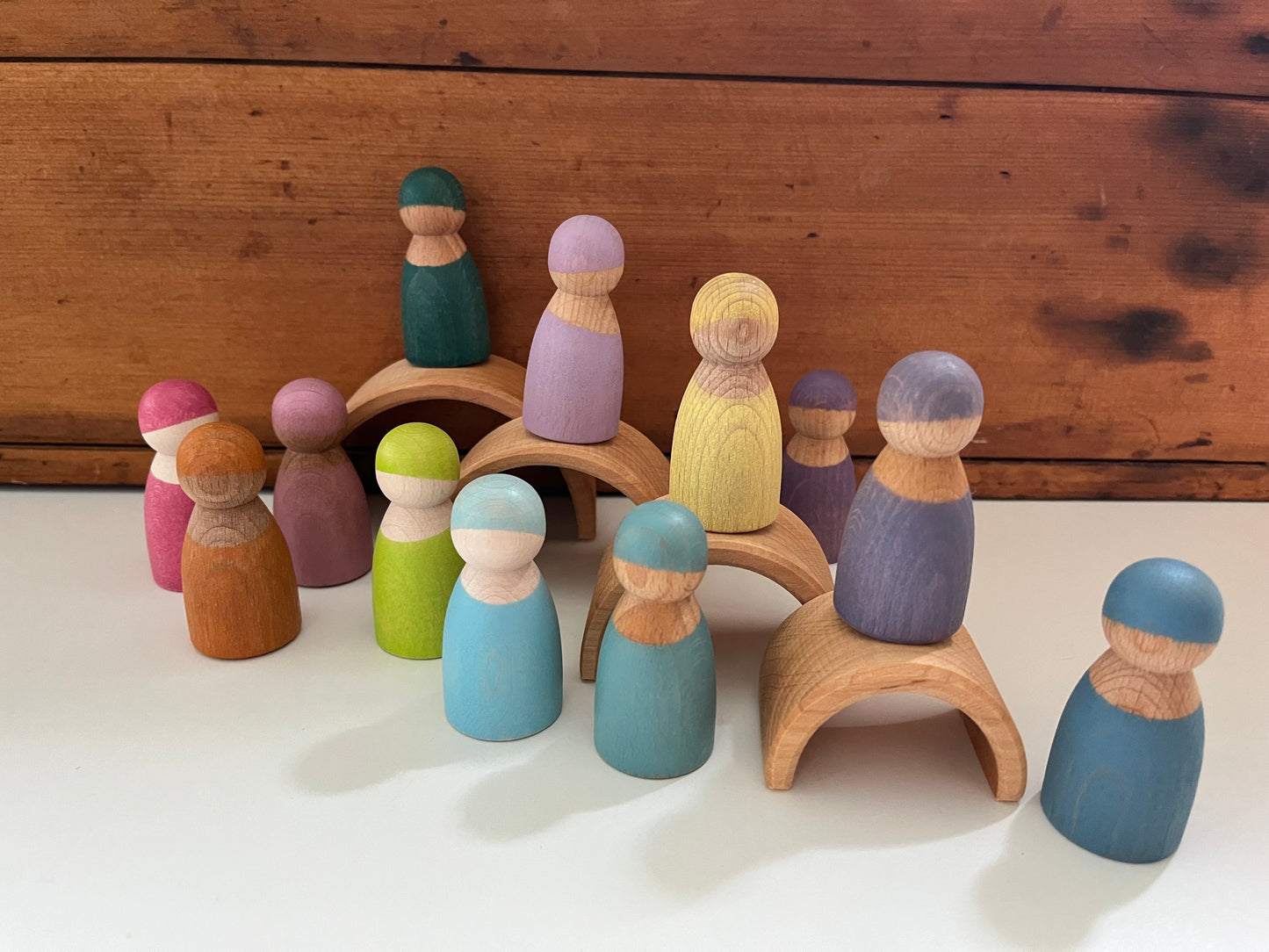 Wooden Toy - 12 PASTEL RAINBOW FRIENDS!