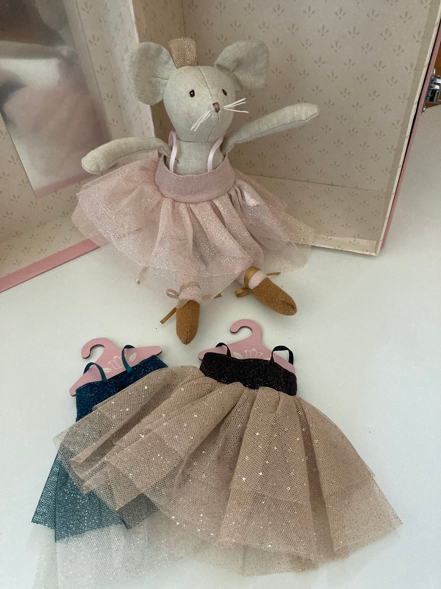 Soft Doll - RAG MOUSE DOLL, with TUTUS and WARDROBE SUITCASE!