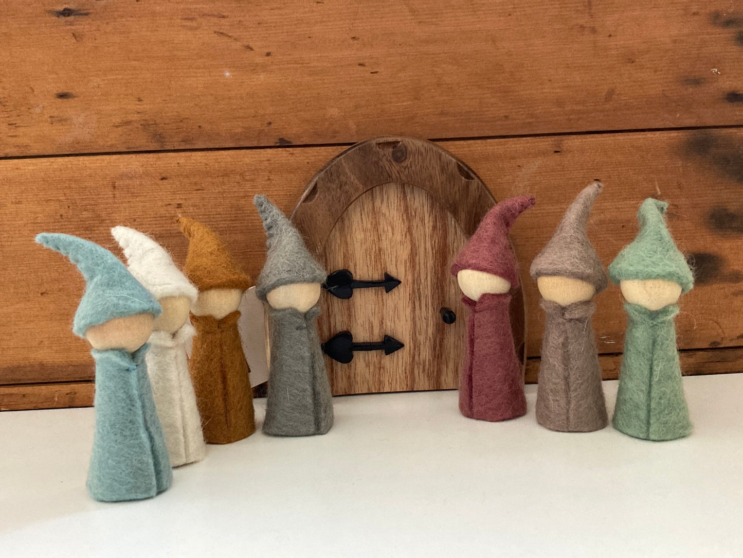 Wooden Toy for Dollhouse Play - EARTH GNOMES, all 7!