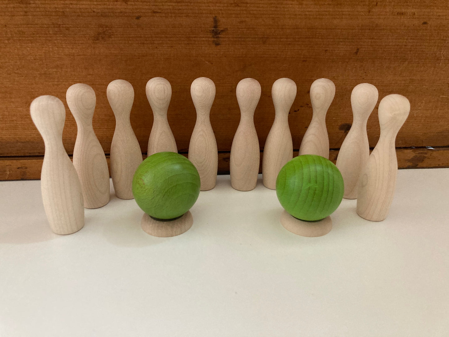 Wooden Family Game Set - BOWLING for INSIDE...mini-size!