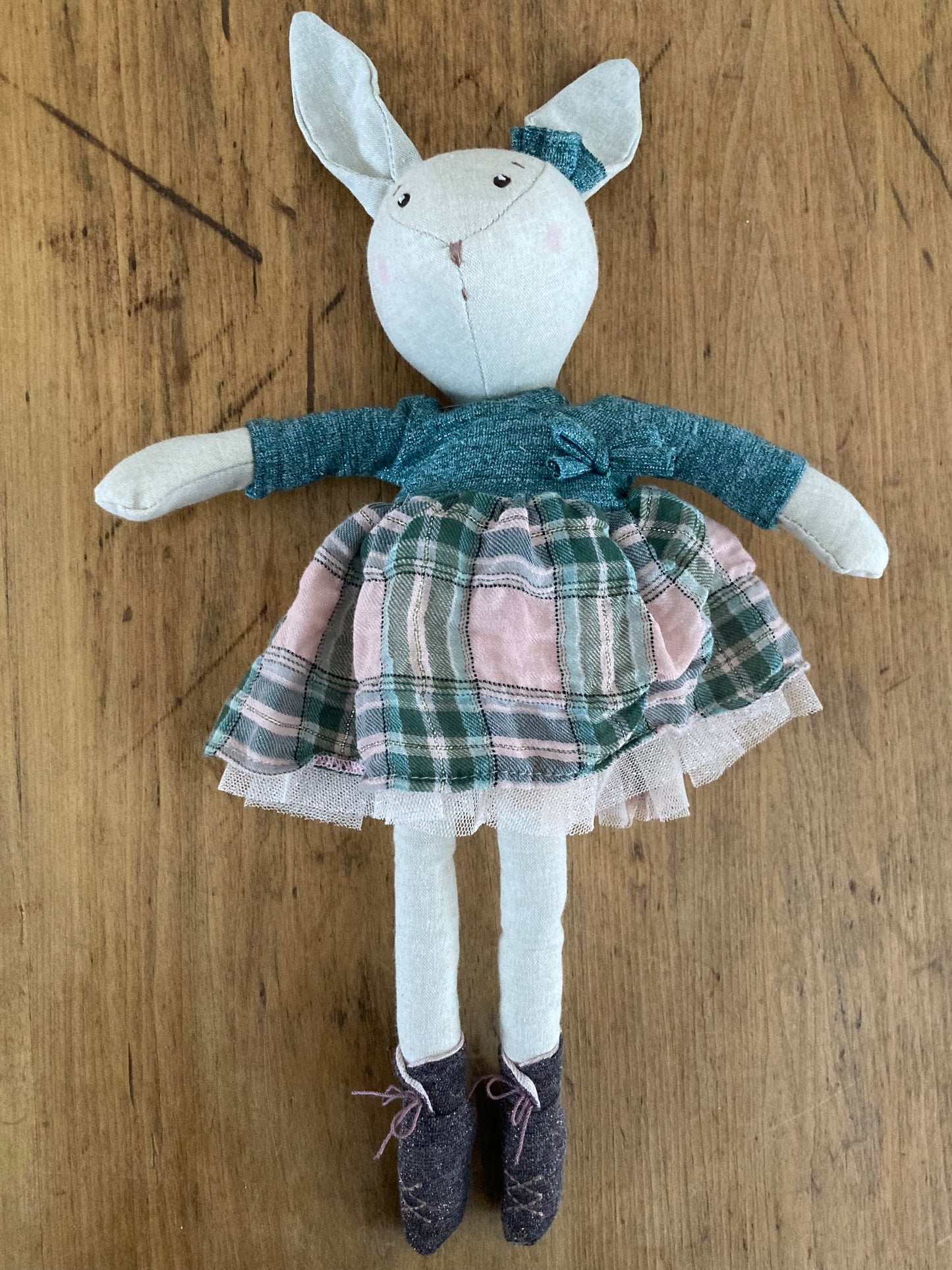 Soft Doll - RAG RABBIT DOLL, in a skirt (14 inches)