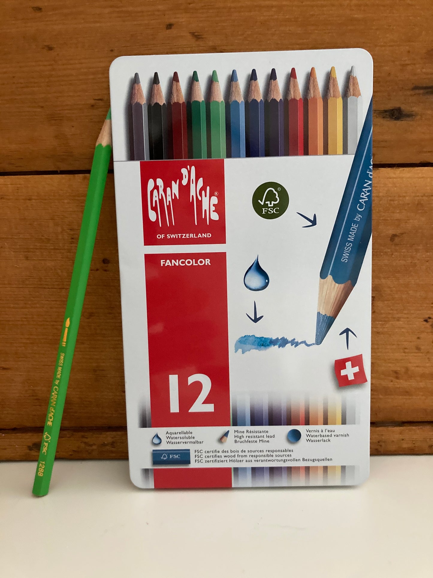 Colouring Pencils, Art - 12 CARAN D'ACHE COLOURS