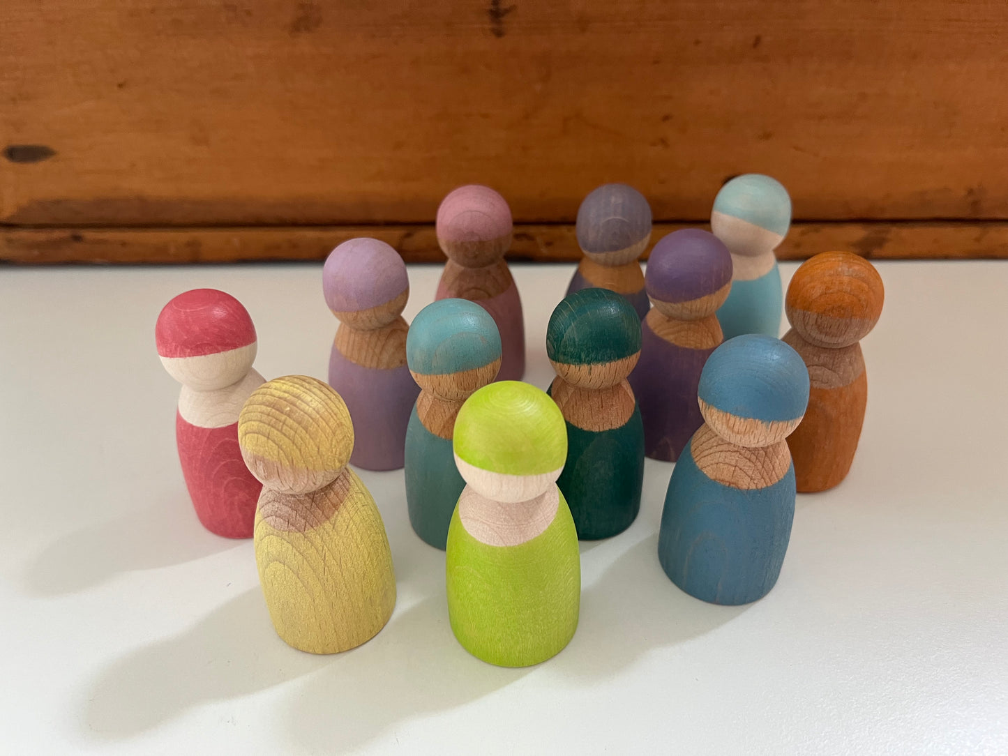 Wooden Toy - Grimm's 12 PASTEL RAINBOW FRIENDS!