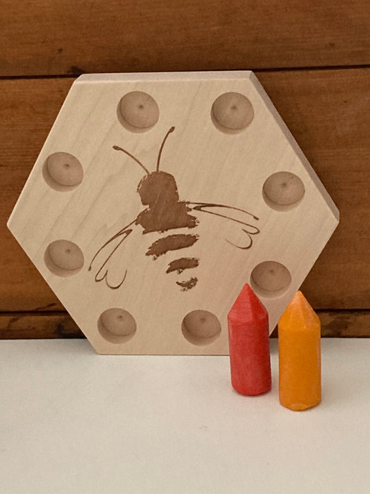 Crayons de cire d'abeille, Art - CADDIE EN BOIS, pour 8 crayons !