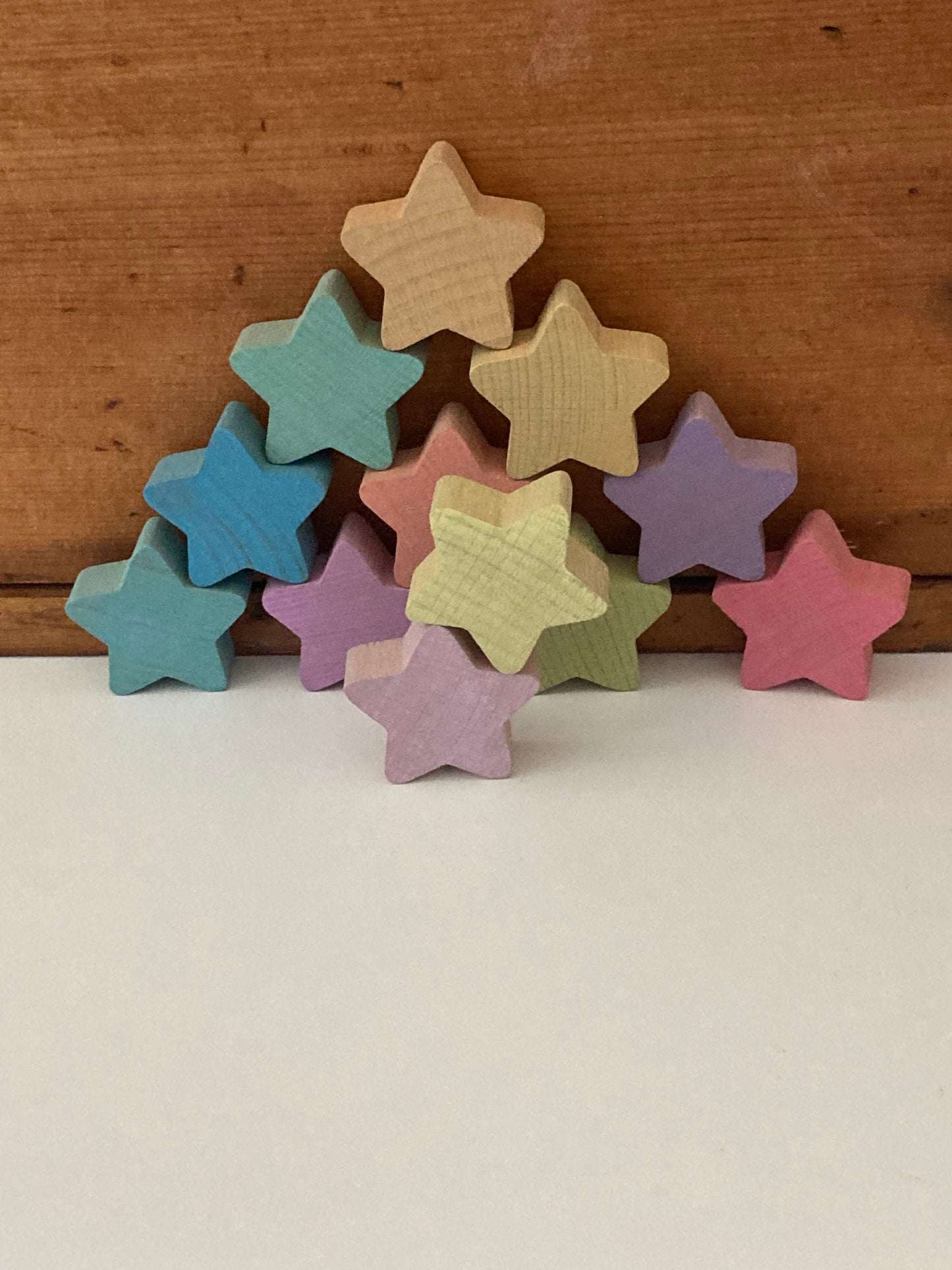 Wooden Toy - PASTEL STARS, 12 stars!