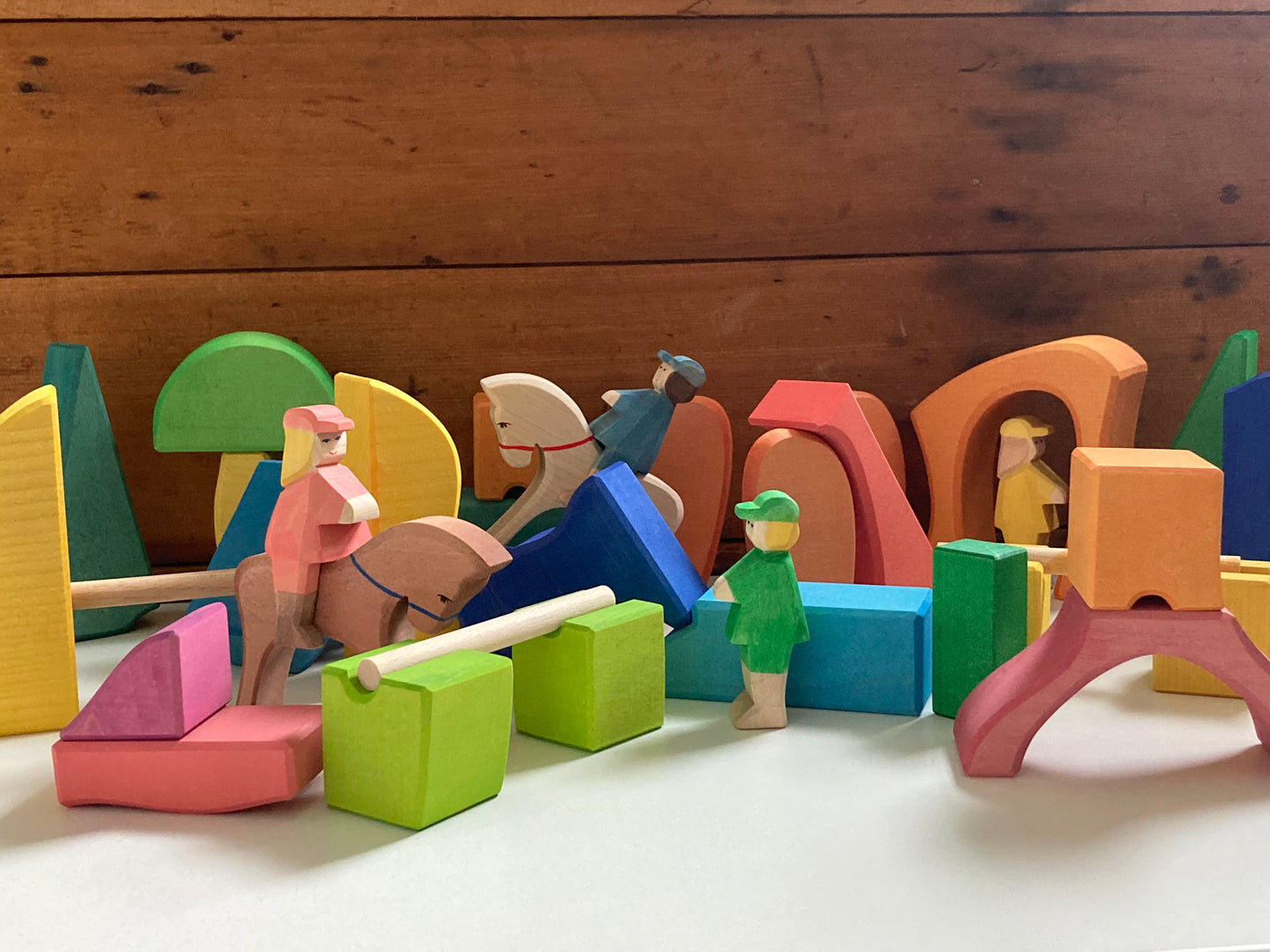 Wooden Toy - RAINBOW RIDER FARM SET by Ostheimer