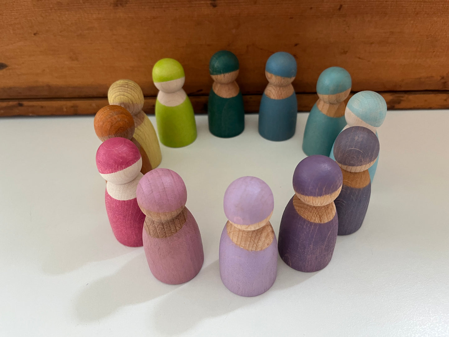 Wooden Toy - 12 PASTEL RAINBOW FRIENDS!