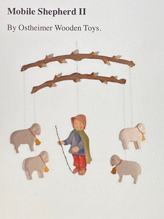 Wooden Mobile for Baby's Room - SHEPHERD BOY AND SHEEP