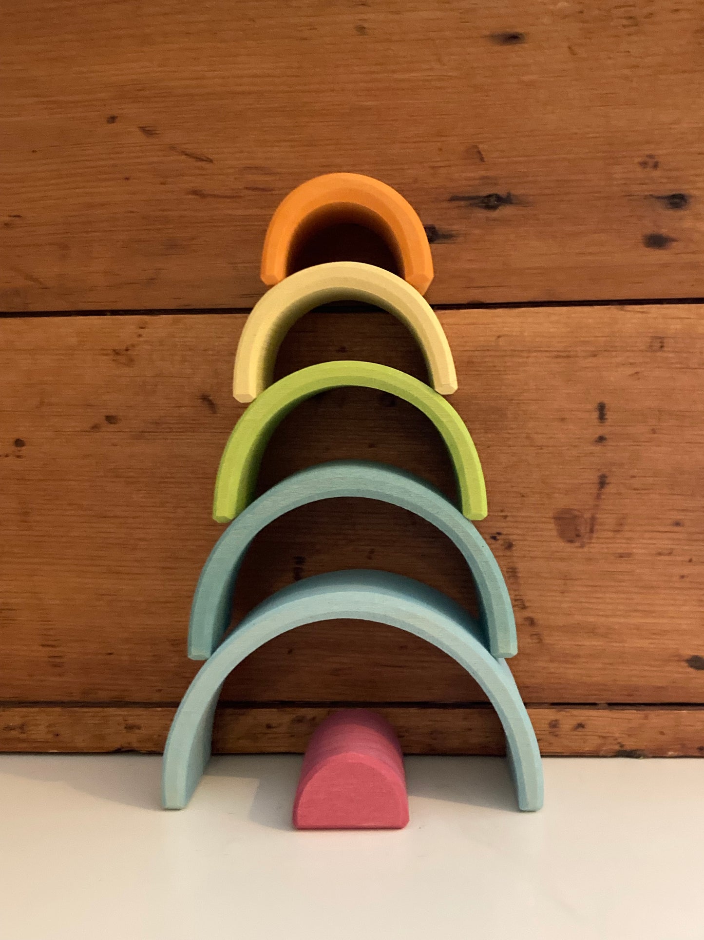 Wooden Toy - PASTEL TUNNEL, 6 pieces, small