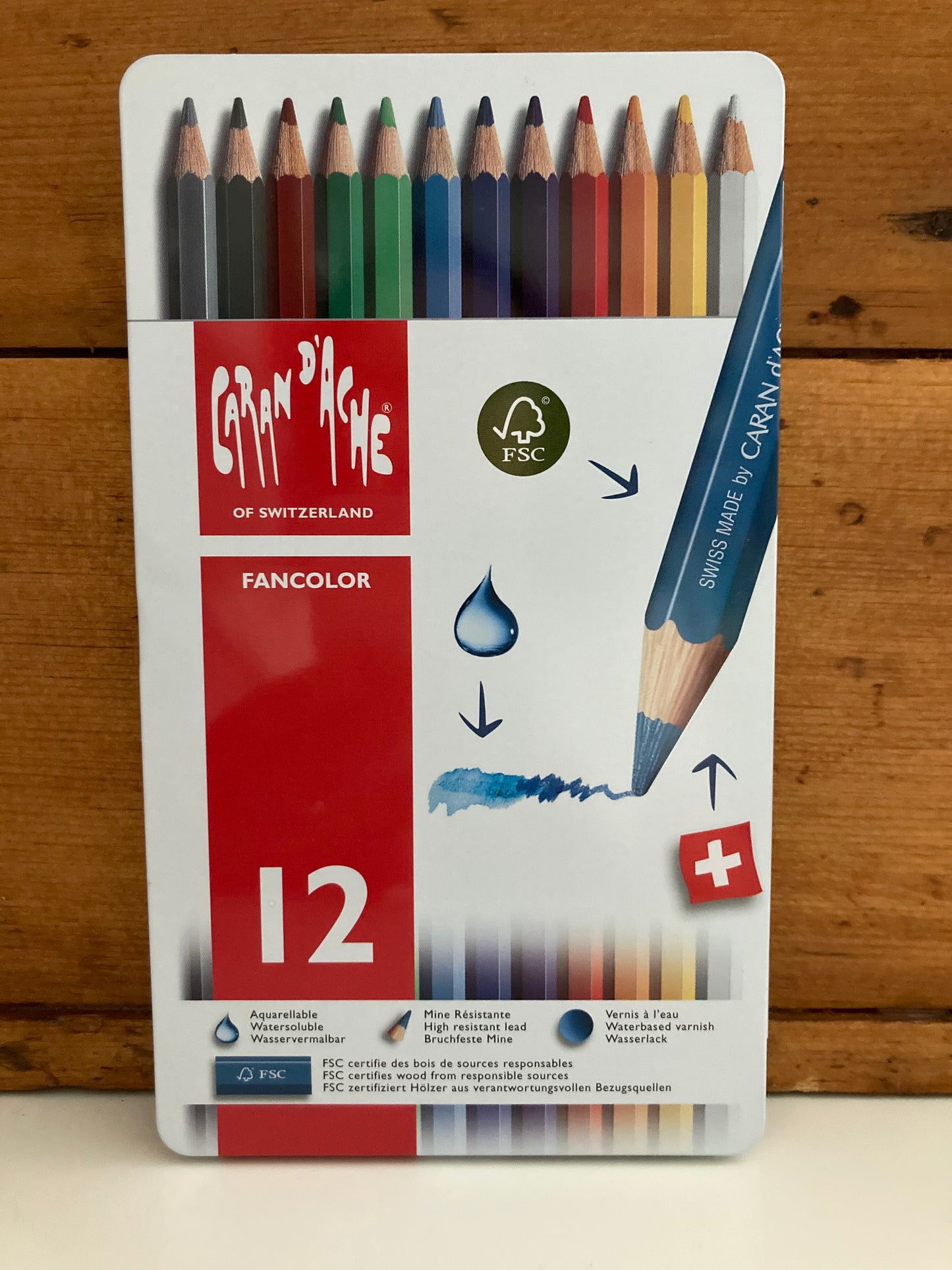 Colouring Pencils, Art - 12 CARAN D'ACHE COLOURS