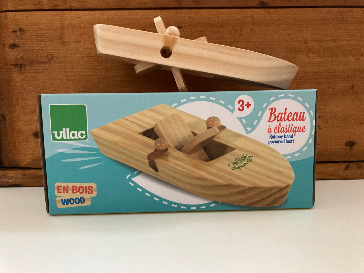 Wooden Toy - RUBBER BAND POWERED BOAT