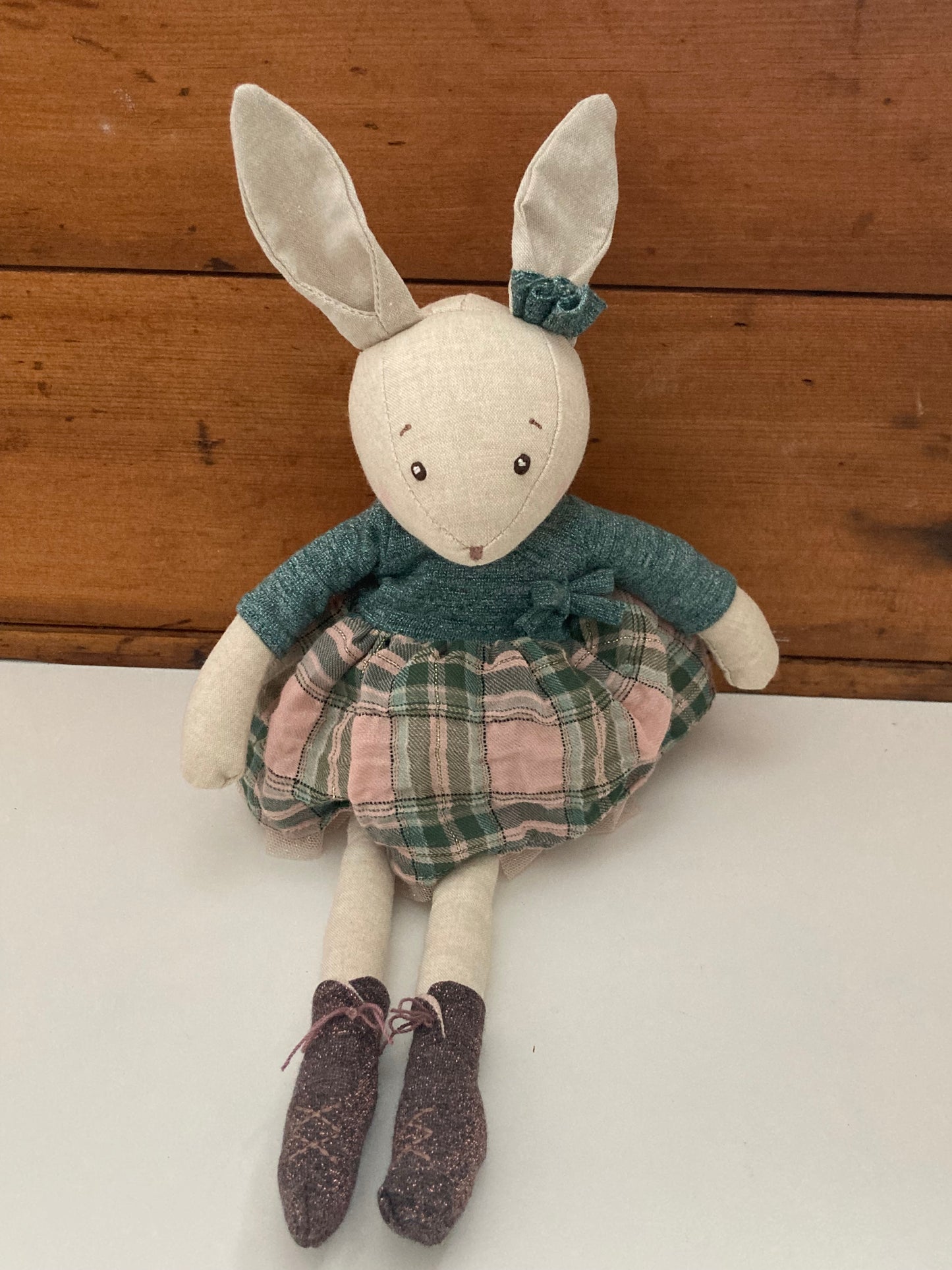 Soft Doll - RAG RABBIT DOLL, in a skirt (14 inches)