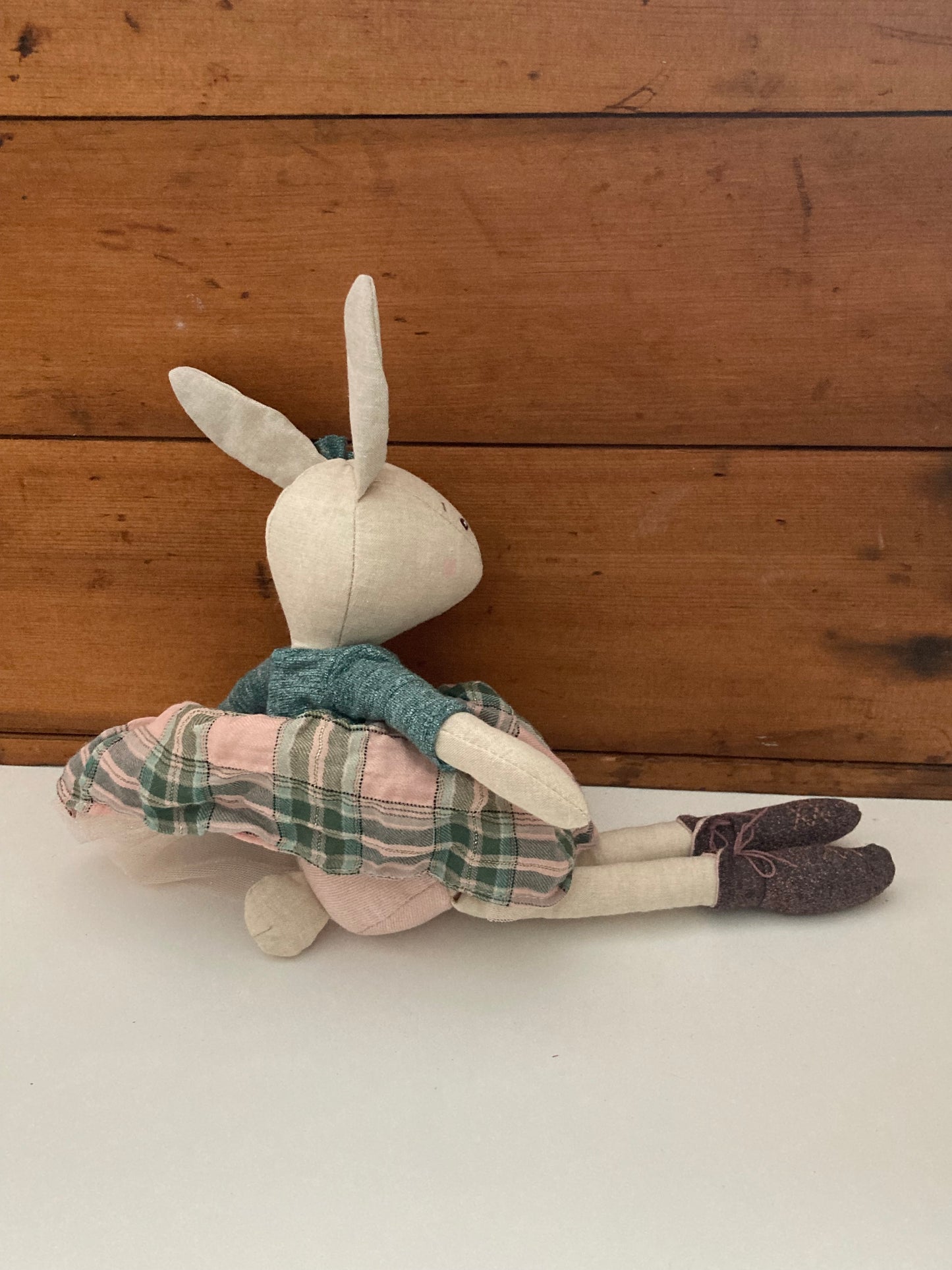 Soft Doll - RAG RABBIT DOLL, in a skirt (14 inches)