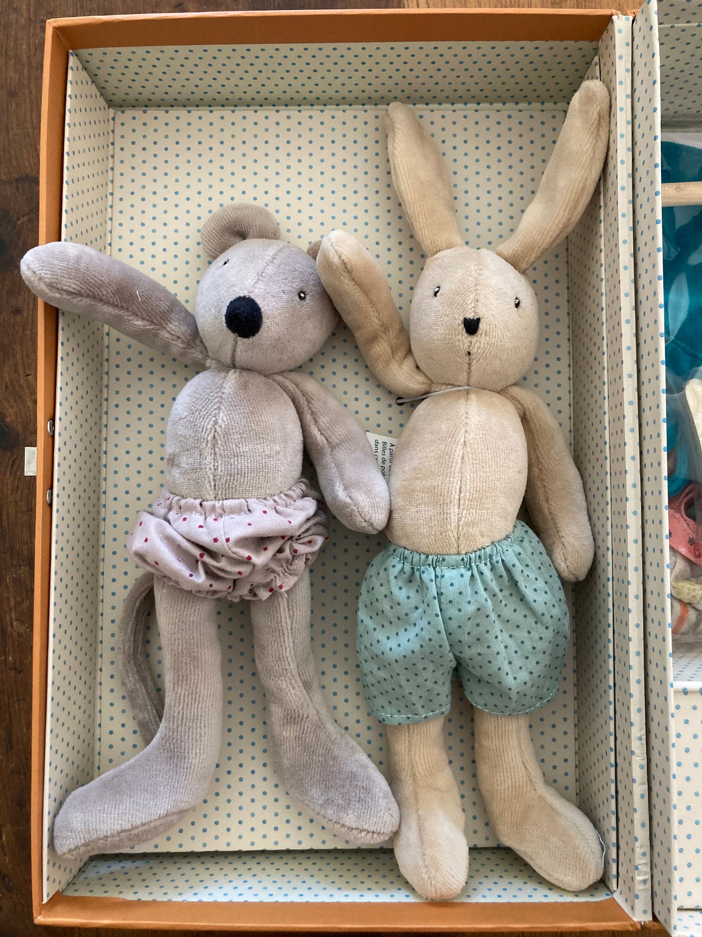 Soft Doll - POUPÉES SOURIS et LAPIN... avec VÊTEMENTS et VALISE GARDROBE !