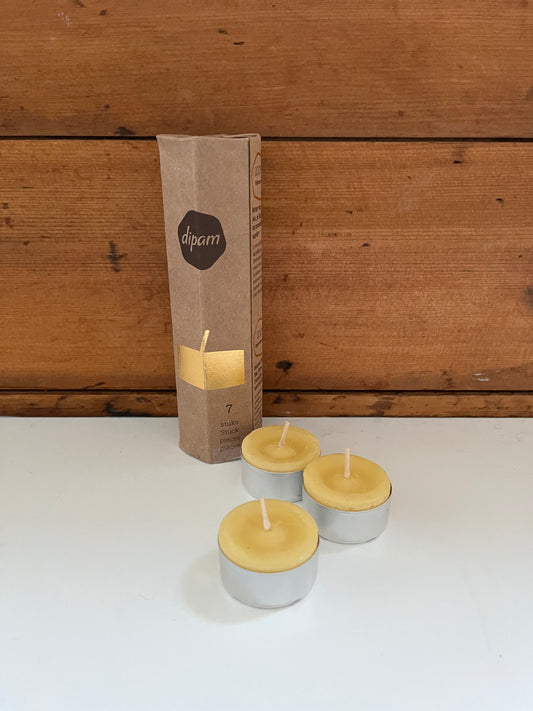 Beeswax Candles - TEA LIGHTS (in metal tin cups), package of 7!