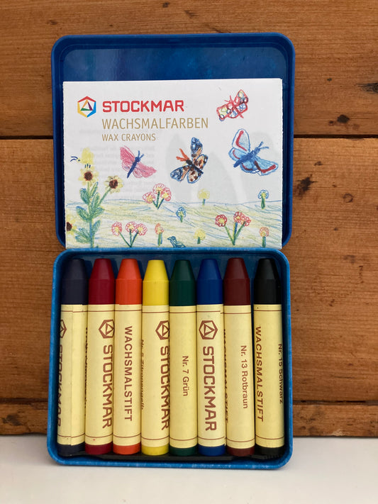Beeswax, Art - STICK CRAYONS TIN CASE of 8 PRIMARY COLOURS