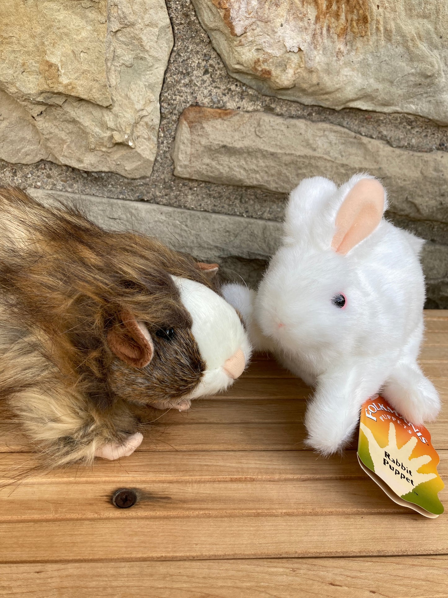 Marionnette douce pour animaux de compagnie - Marionnette à main bébé LAPIN BLANC