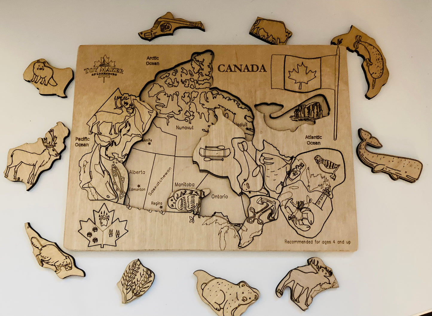 Puzzle Éducatif en Bois - CARTE DU CANADA… et FAUNE !
